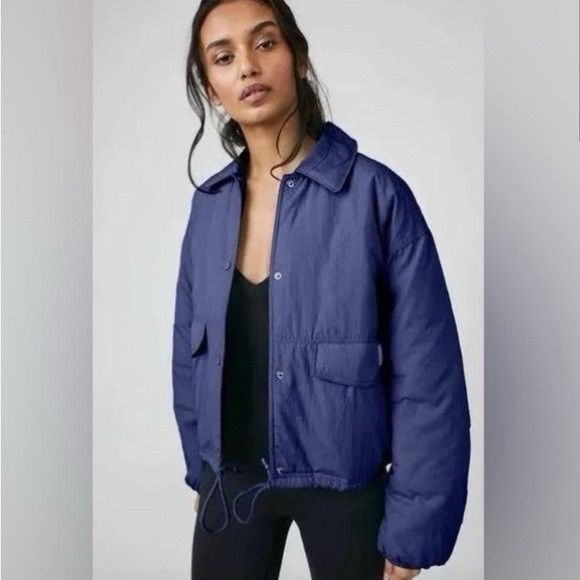 Free People Jackets & Blazers - NWT FP MOVEMENT Off The Bleachers Coaches Jacket Midnight Navy Size S